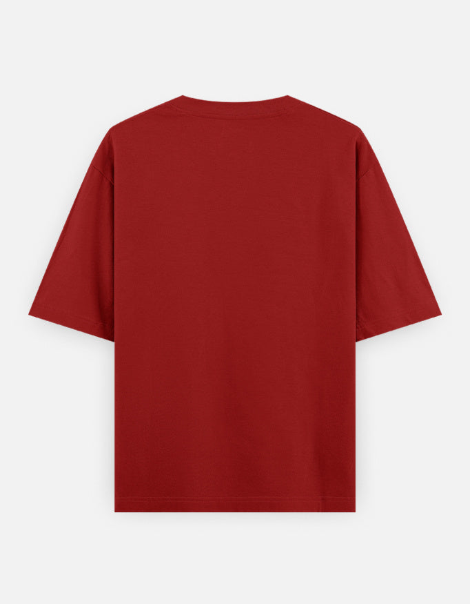Running On Motivation Low Battery classic oversized tee, red, back view