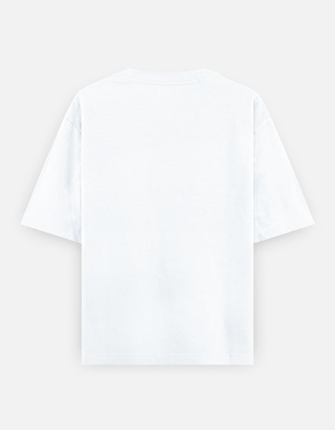 Murlidhar Krishna peacock classic oversized tee, white, back view