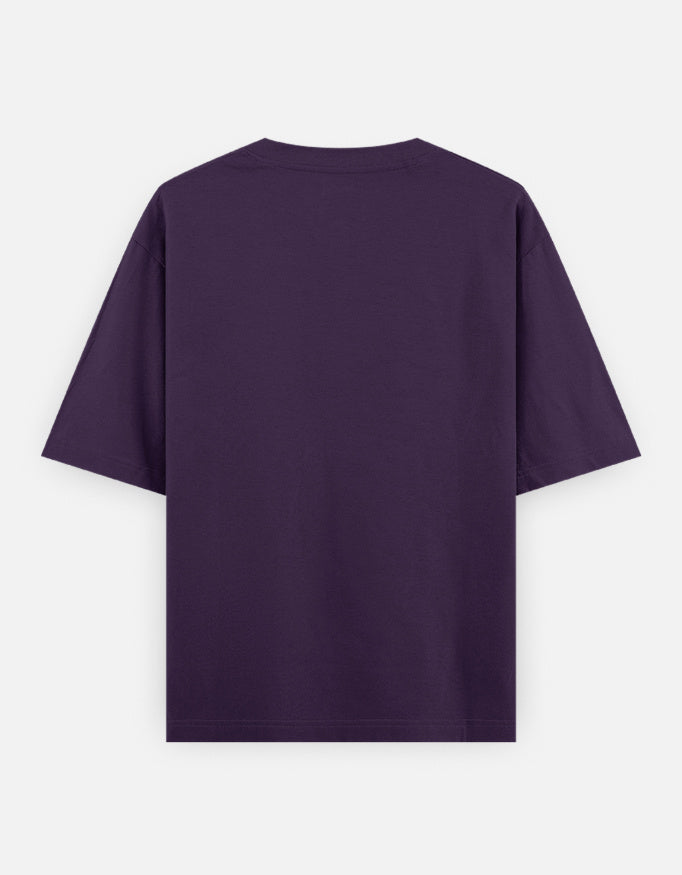 Running On Motivation Low Battery classic oversized tee, purple, back view