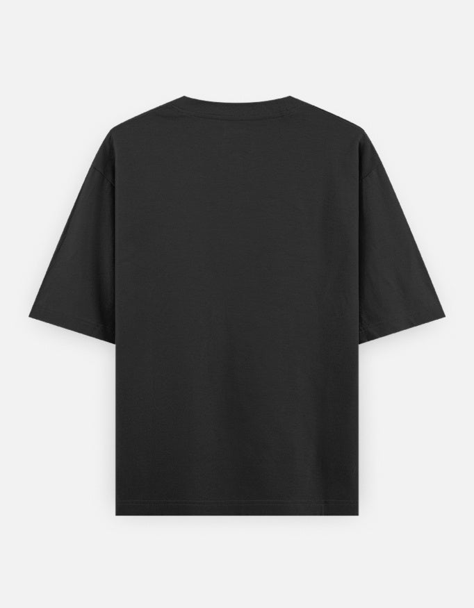 Running On Motivation Low Battery classic oversized tee, black, back view