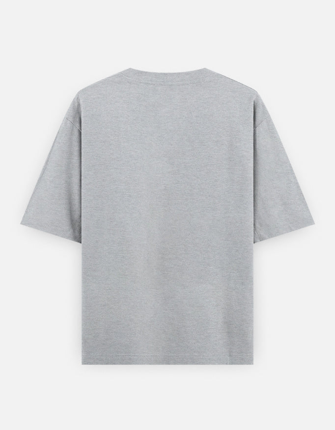 Running On Motivation Low Battery classic oversized tee, grey melange, back view