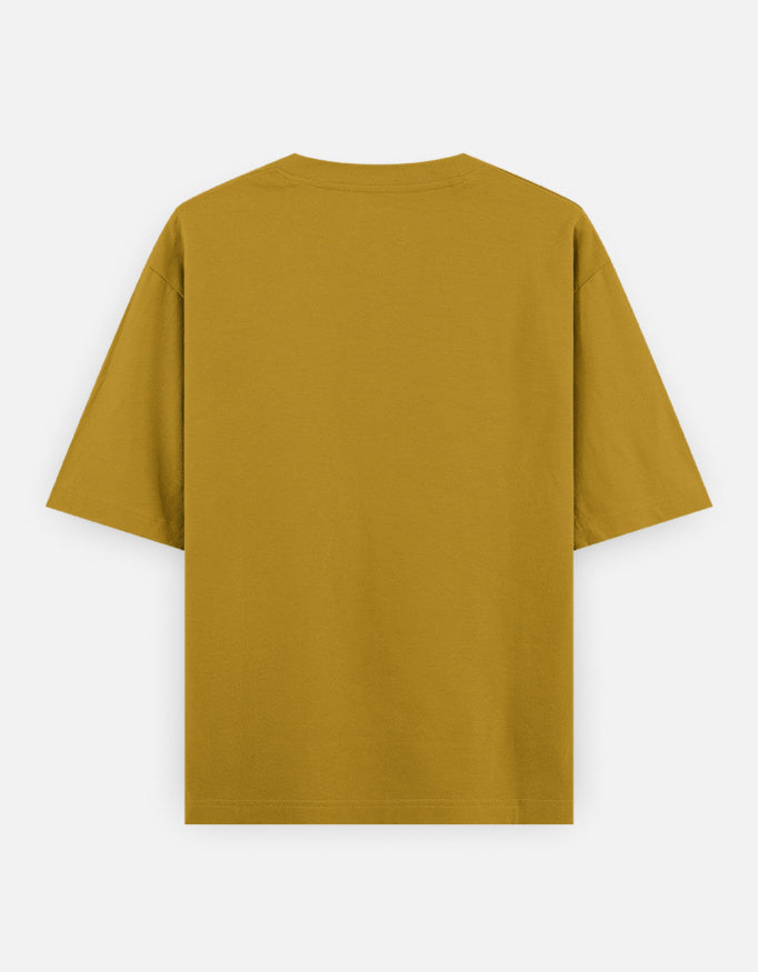 Running On Motivation Low Battery classic oversized tee, mustard yellow, back view
