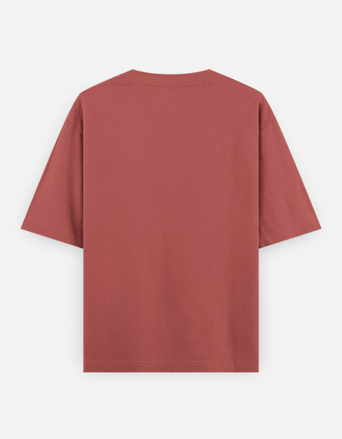 Running On Motivation Low Battery classic oversized tee, coral, back view