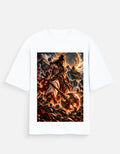 Parshuram axe warrior oversized t-shirt, white, front view