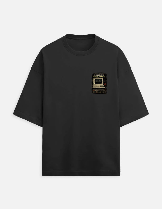 Under Maintenance burnout graphic terry oversized tee, black, front view