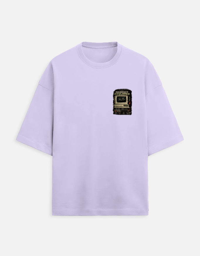 Under Maintenance burnout graphic terry oversized tee, lavender, front view