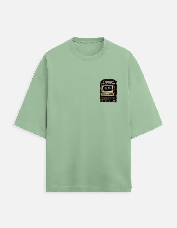 Under Maintenance burnout graphic terry oversized tee, jade, front view