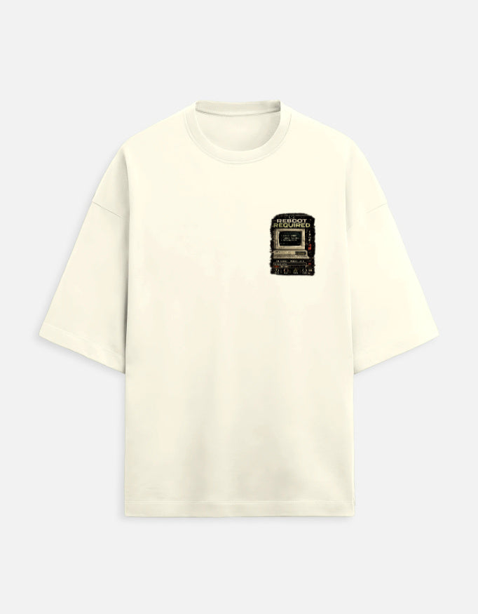 Under Maintenance burnout graphic terry oversized tee, off white, front view